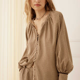 Garden Gate Gingham Brown Top