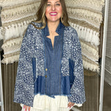 Oversized Bandana Denim Kimono Top
