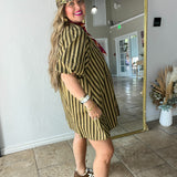 Puff Sleeve Mini Shift Dress - Taupe