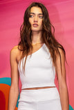 Ribbed Biker Shorts- White