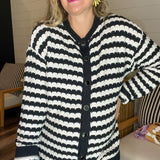 {MUMU} Inez Cardigan - Black & White Stripe Knit