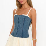 {MUMU} Tiffany Skort Dress - Denim with Cream Voile