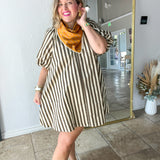 Puff Sleeve Mini Shift Dress - Cream