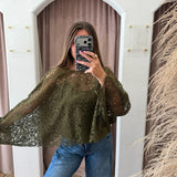 Olive Party Poncho Top