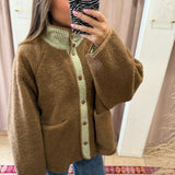 Teddy Sherpa Reversible Gingham Jacket - Green