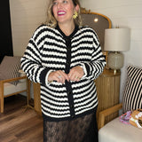 {MUMU} Inez Cardigan - Black & White Stripe Knit