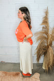 Women's Knit Midi Skirt- Sand Stripe