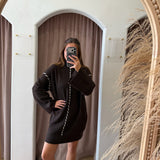 Chocolate Twist Sweater Dress - Dark Brown