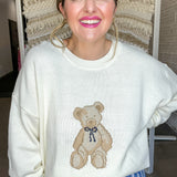 Teddy Bear Knit Sweater - Cream