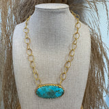Simple Turquoise + Gold Necklace