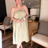 Celine Crinkle Maxi Dress - Green