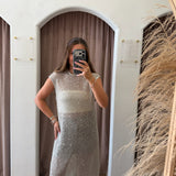 Made To Mesh Sequin Midi Dress - Cream