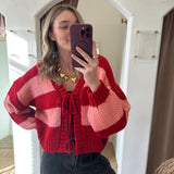 Candy Girl Stripe Front Tie Sweater