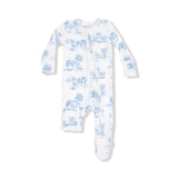 Two-Way Zippier Footie - Farm Toile Blue