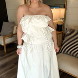 White Swan Strapless Ruffle Dress