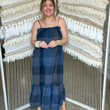 Old Money Plaid Maxi Dress - Navy