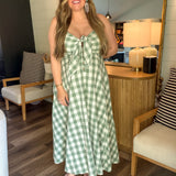 Basil Green Plaid Maxi Dress