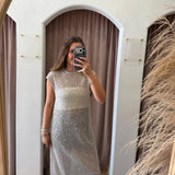 Made To Mesh Sequin Midi Dress - Cream