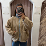 Teddy Sherpa Reversible Gingham Jacket - Blue