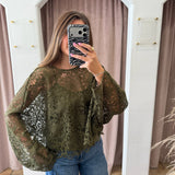 Olive Party Poncho Top