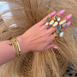 Double Turquoise + Pearl Rings