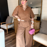 Linen Lady Flow Top - Cognac