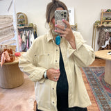 Washed Up Snap Denim Jacket - Cream