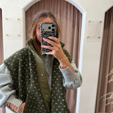 Modern Dot Sherpa Vest - Olive