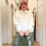 Oversized Polo Collared Pullover - Cream