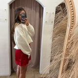 Latte Love Lace Mini Skirt - Red