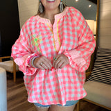 Paradise Plaid Checkered Top - Pink