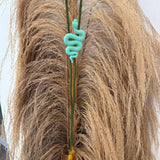 Snake Bolo Necklace - Turquoise + Olive Green + Golden Yellow