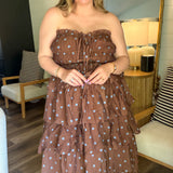 Mocha Muse Polka Dot Maxi Dress