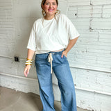 Pull On Wide Leg Jeans with Elastic Band - Hilo