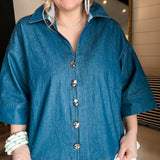 Denim Daze Gold Button Top
