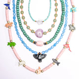 Long Mixed Fetish Necklace - Pink
