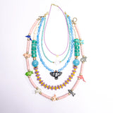 Long Mixed Fetish Necklace - Pink