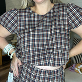 {MUMU} Highland Bubble Skort - Saddle Plaid