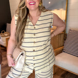 Bayside Stripe Top - Taupe