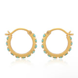 Turquoise + Gold Huggie Earrings