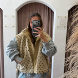 Modern Dot Sherpa Vest - Cream
