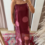 Perfect Polka Dot Maxi Dress - Burgundy