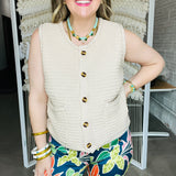 Palm Beach Braided Sweater Vest - Vanilla Cream