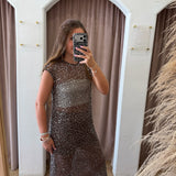 Made To Mesh Sequin Midi Dress - Brown