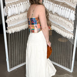 European Cream Eyelet + Lace Midi Skirt
