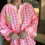Paradise Plaid Checkered Top - Pink