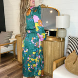 Painted Petals Floral Smocked Midi Dress