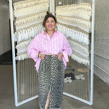 Lovely Leopard Denim Midi Skirt