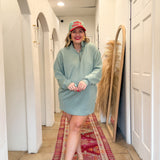 Scuba Long Sleeve Mini Dress - Sage Green