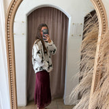 Scalloped Lace Midi Skirt - Burgundy